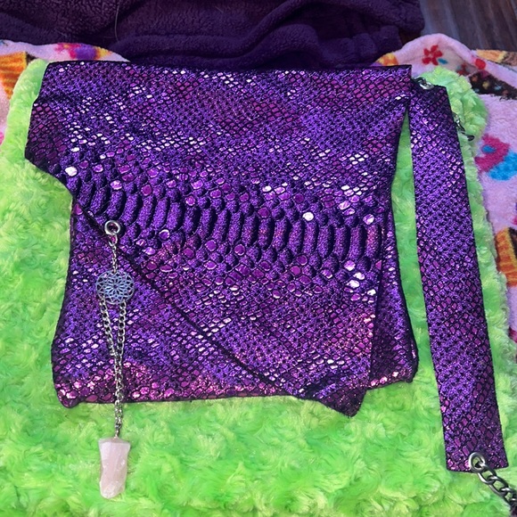 Free People Handbags - Purple mermaid purse with rose quartz